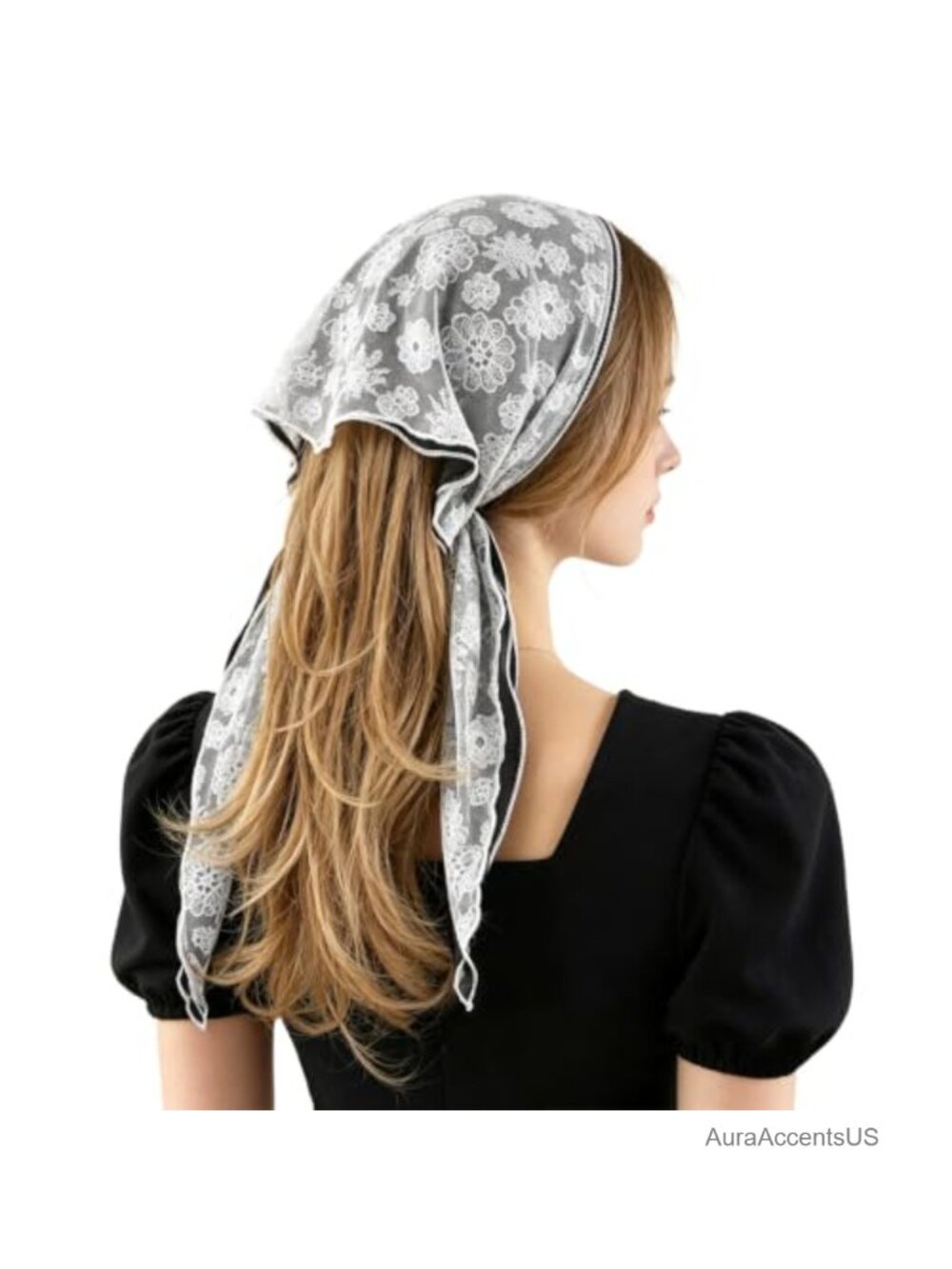 Lace Head Scarf Crochet Bandana Boho Hair Scarf for Women